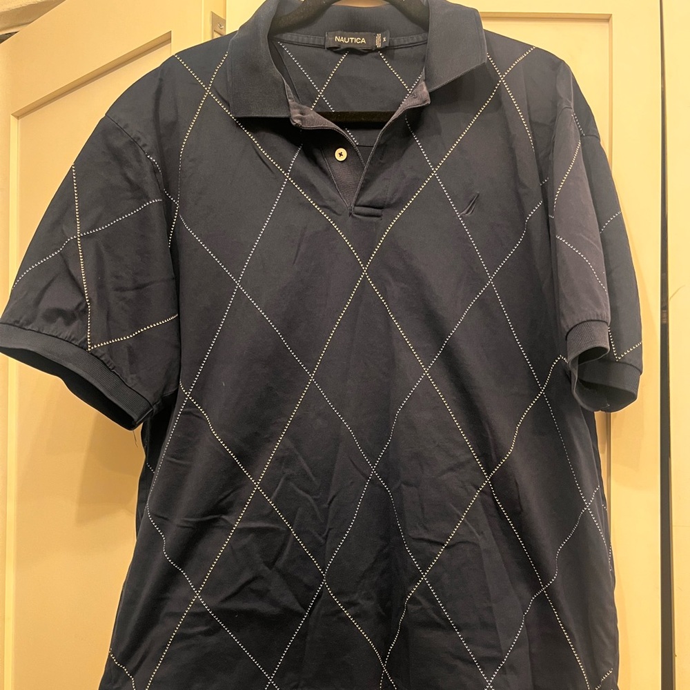 Nautica Dark Blue Argyle Polo Shirt